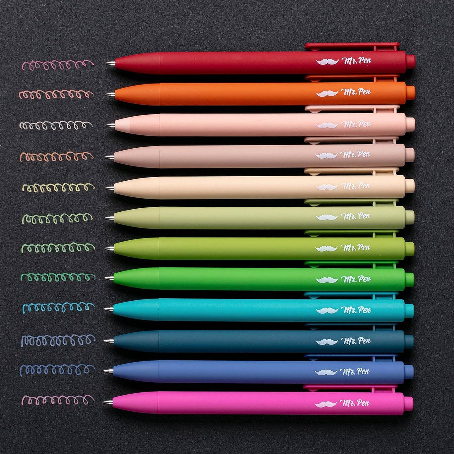 Mr. Pen - Cute 12-Pack Retractable Gel Pens with Colored Ink