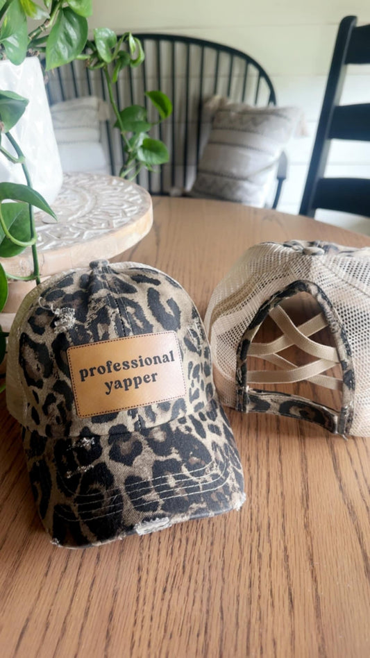 This Little Light of Mine Designs-  Professional Yapper leopard hat