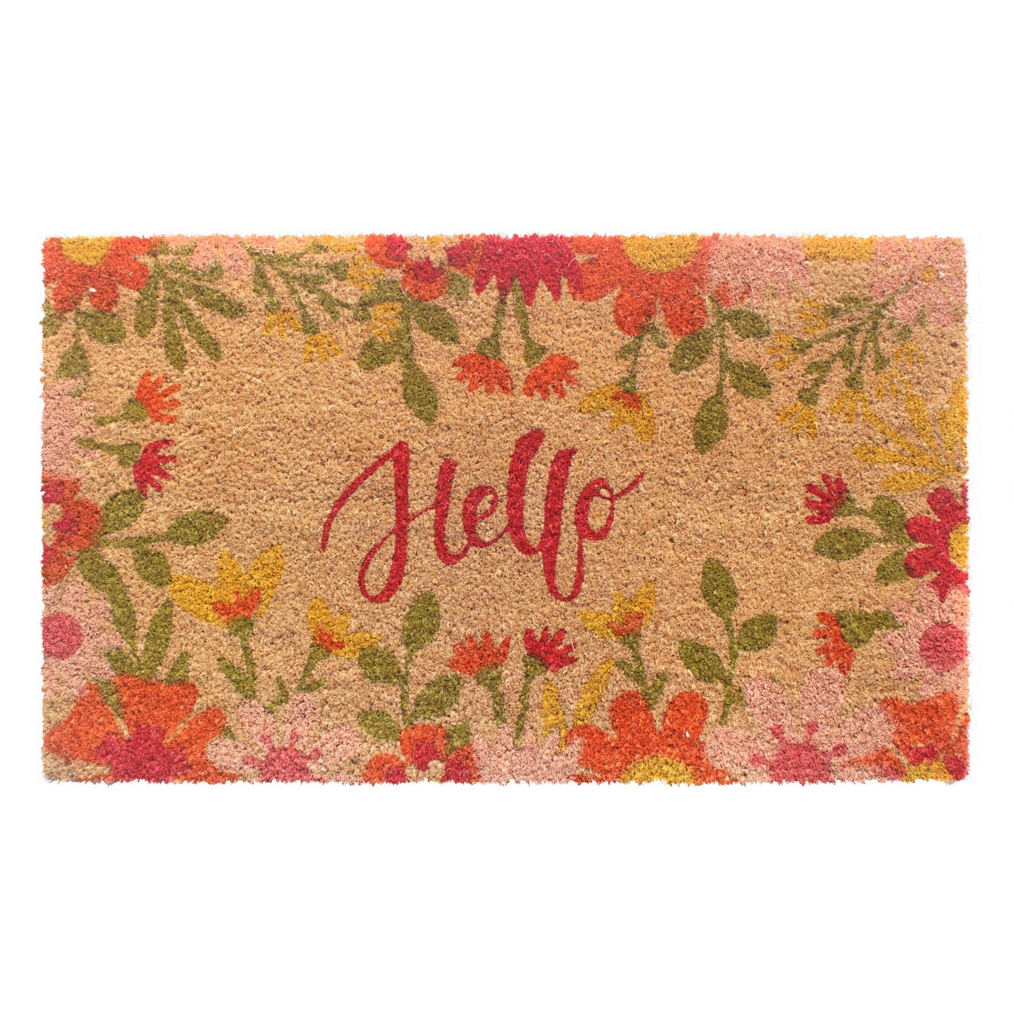 RugSmith - Hello Cursive Flowers Doormat