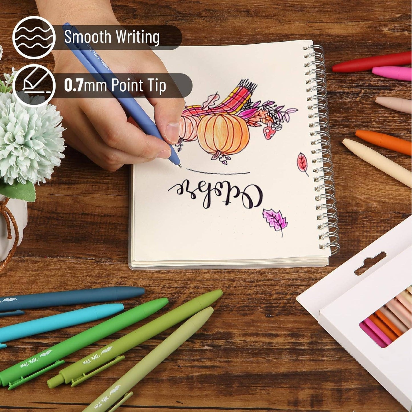 Mr. Pen - Cute 12-Pack Retractable Gel Pens with Colored Ink