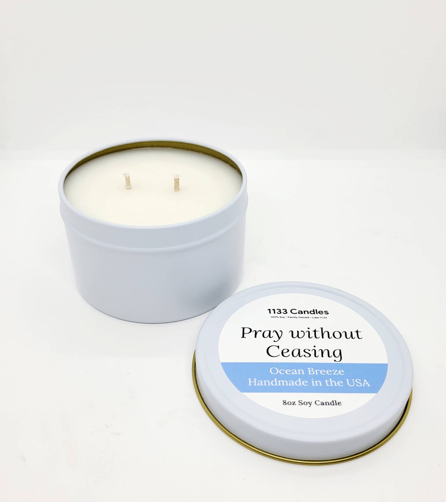 1133 Candles - 8oz Candle Ocean Breeze | Summer Scent |Bible Verse Candle