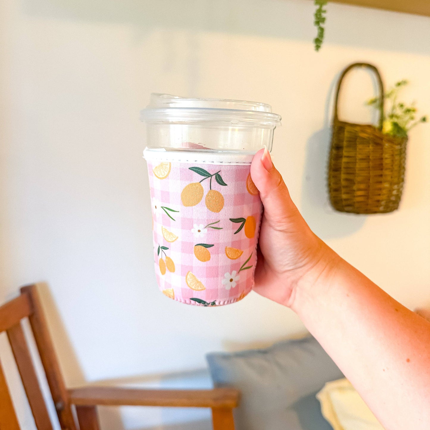 Oak Shore Collective LLC - Lemon Gingham | Reusable Coffee Sleeve
