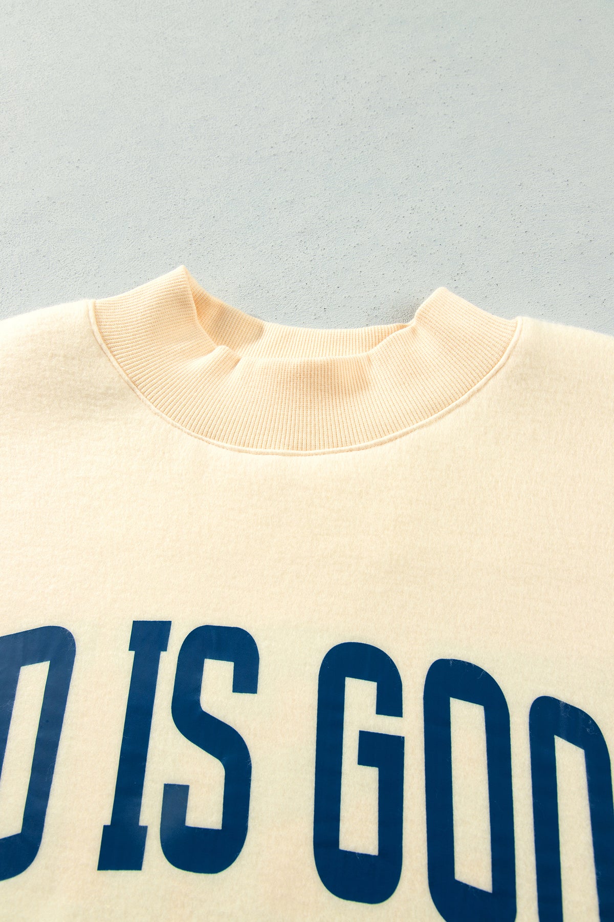 Light Grey Jesus Slogan Stand Neck Long Sleeve Oversized Tunic Plus Size Sweatshirt