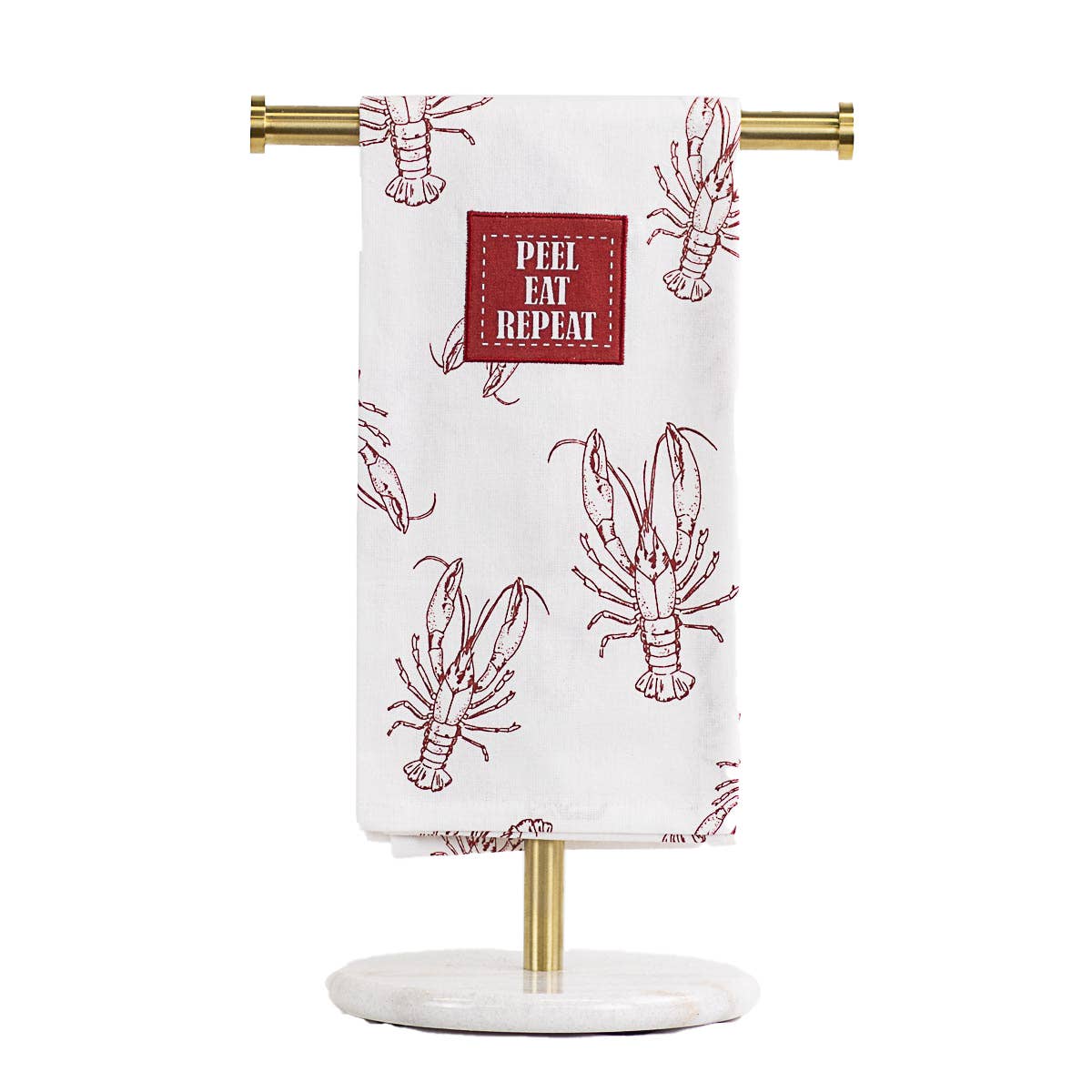 The Royal Standard - Peel Eat Repeat Crawfish Hand Towel   White/Red  20x28