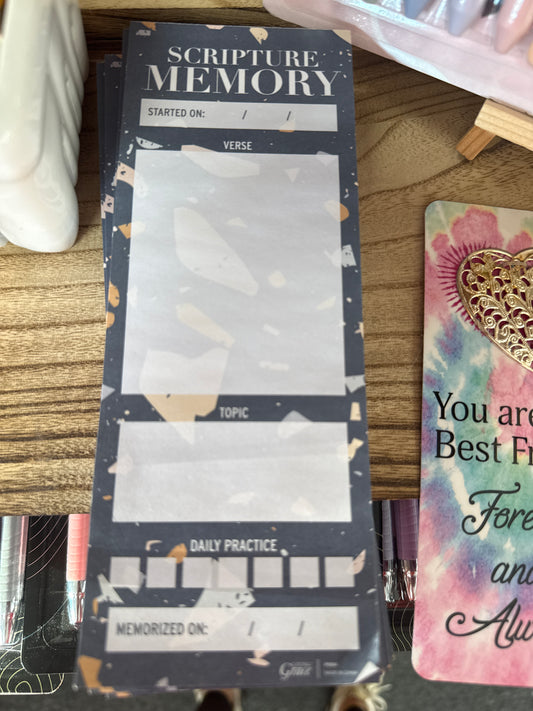 SCRIPTURE MEMORY NOTEPAD - blue geometric