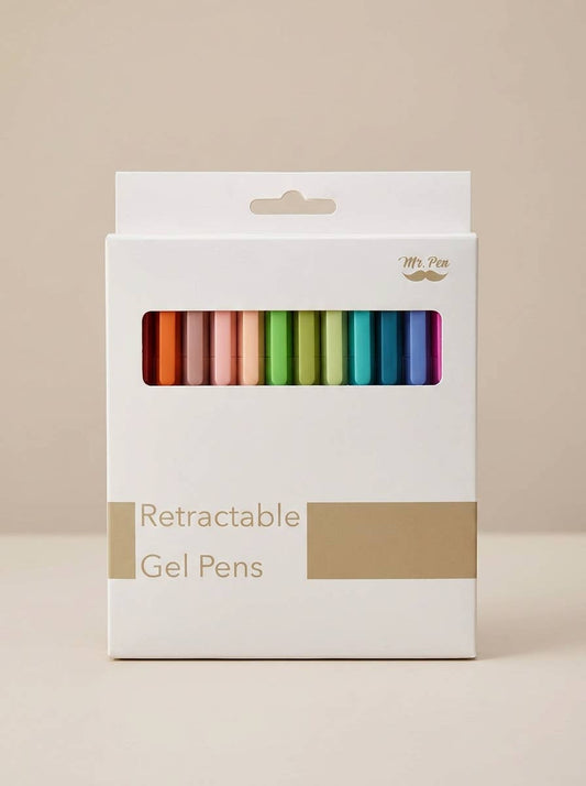 Mr. Pen - Cute 12-Pack Retractable Gel Pens with Colored Ink