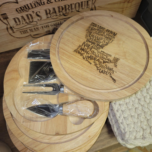 This Little Light of Mine Designs- Cheeseboards with Utensils combo