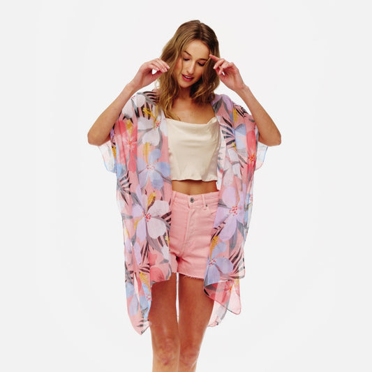 Lightweight Large Lily Printed Kimono