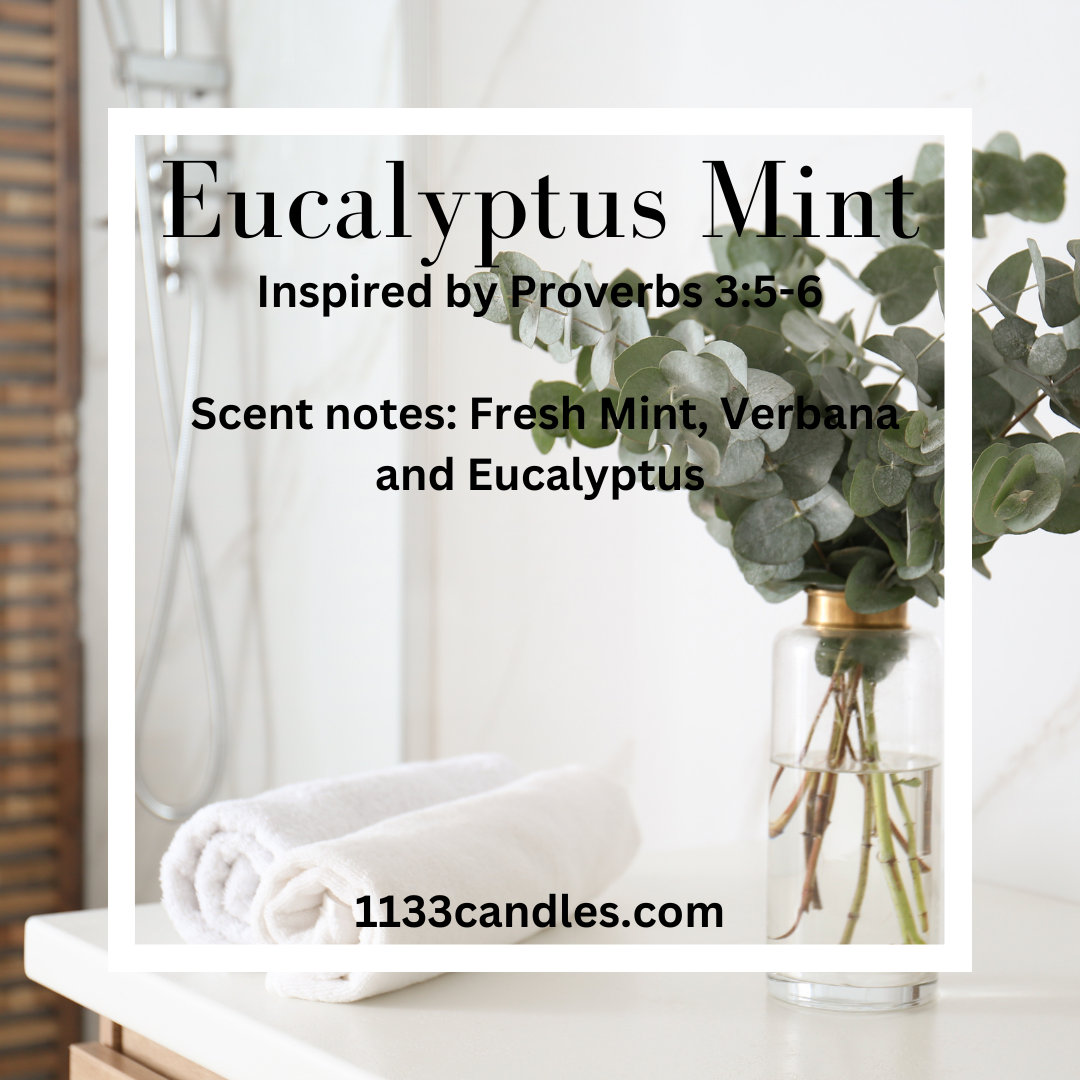 1133 Candles - 8oz Winter Candle Eucalyptus Spearmint | Christian Candle