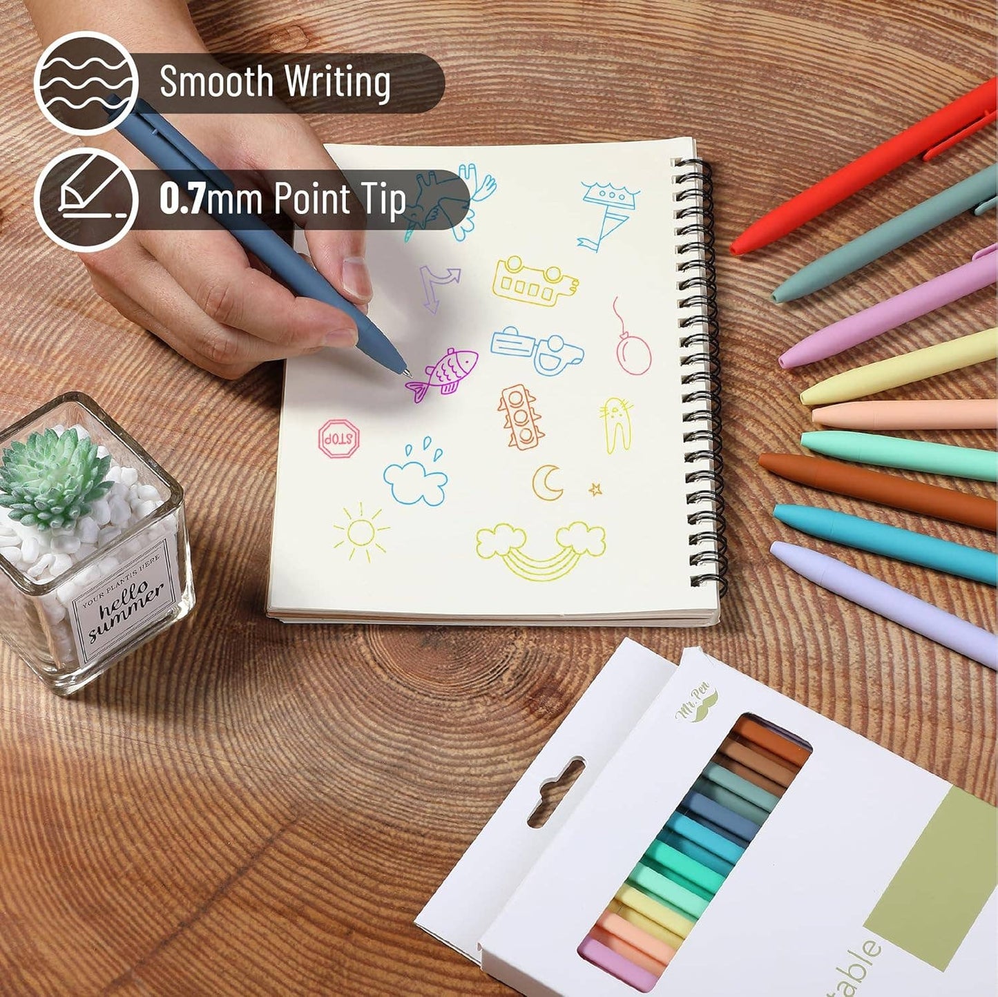 Mr. Pen - Cute 12-Pack Retractable Gel Pens with Colored Ink