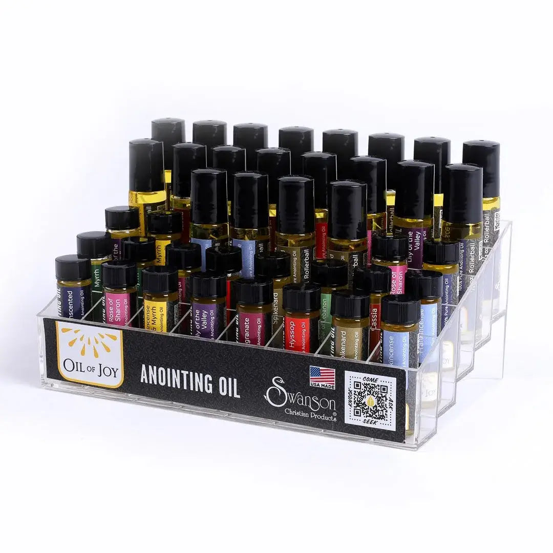 Swanson Christian Products - Anointing Oil 1/4 Oz & 1/3 Oz Roller Display Pk40