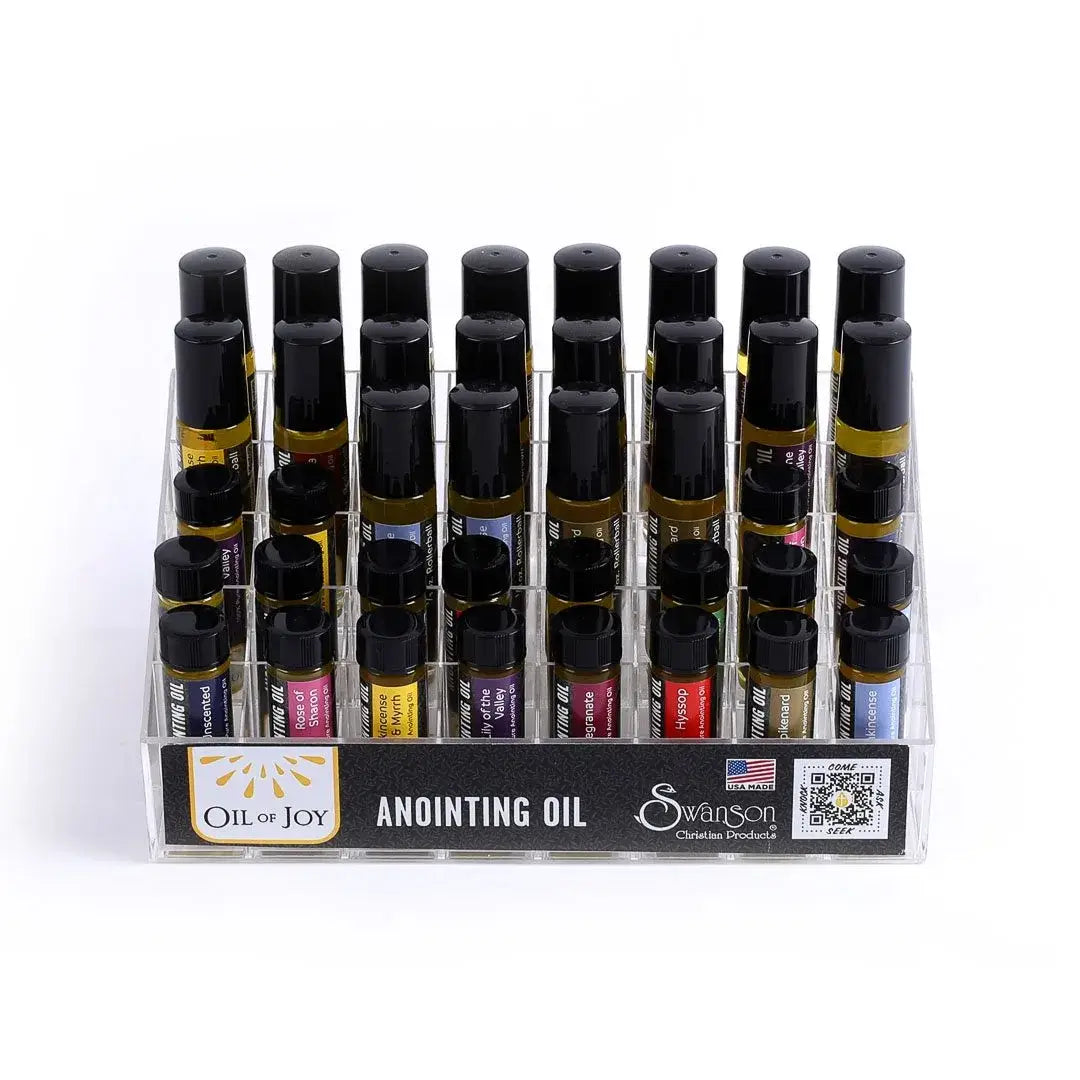 Swanson Christian Products - Anointing Oil 1/4 Oz & 1/3 Oz Roller Display Pk40