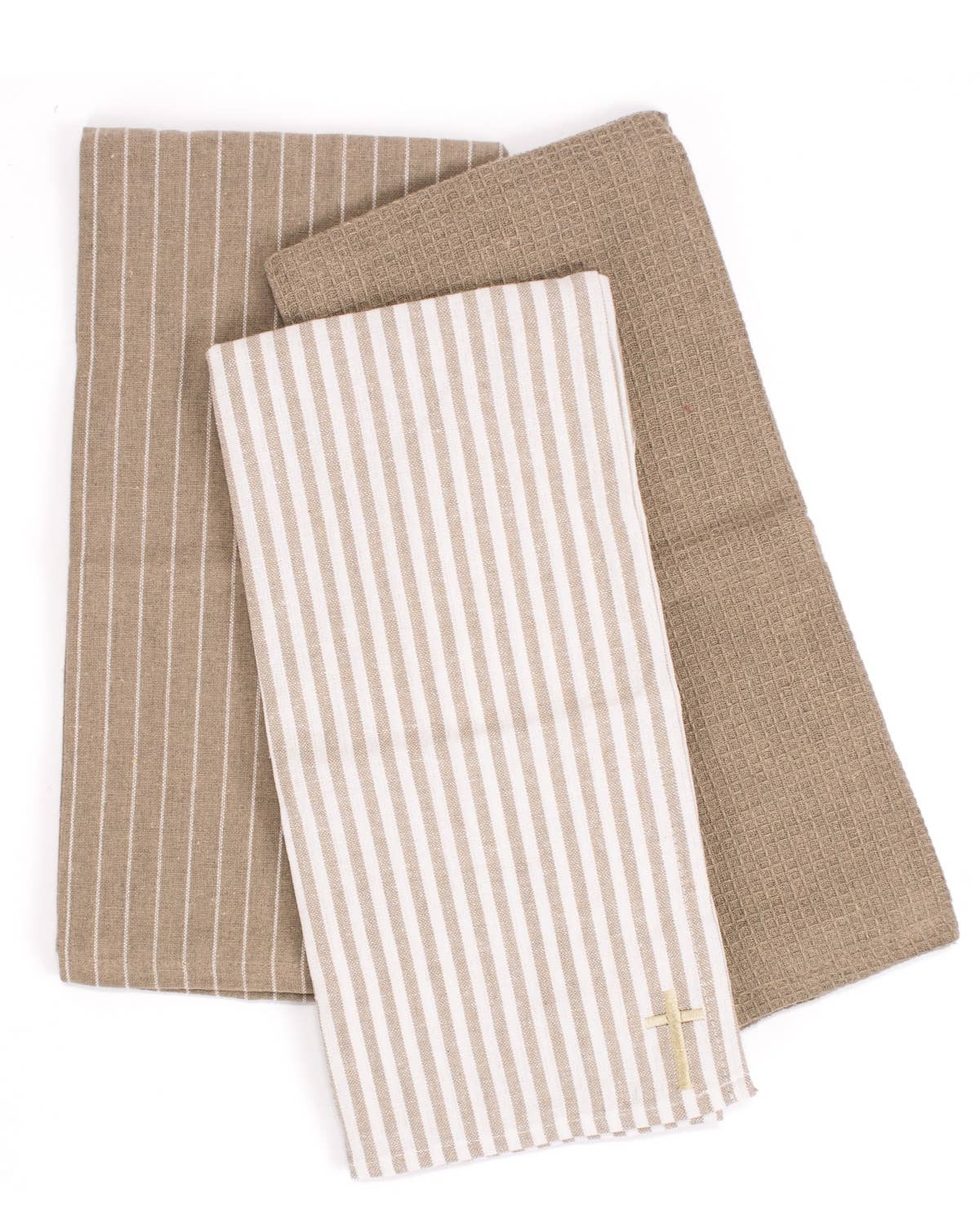 The Royal Standard - Cross Hand Towel Set   Taupe/Soft White   20x28   Set of 3