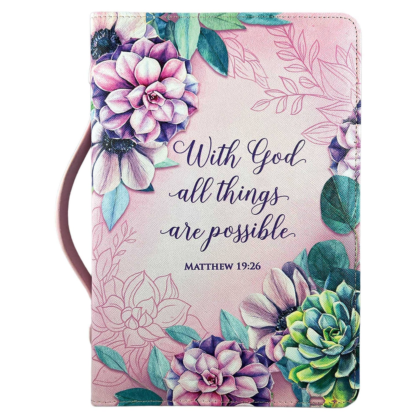 Magnolia - White Dove Bible Case With God All Things Pink XL