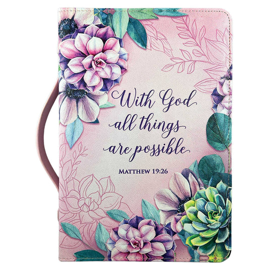 Magnolia - White Dove Bible Case With God All Things Pink XL