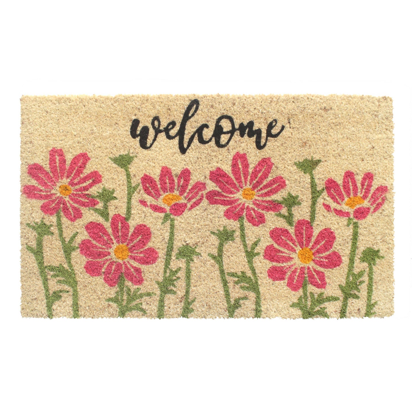 RugSmith - Welcome Pink Flowers Doormat