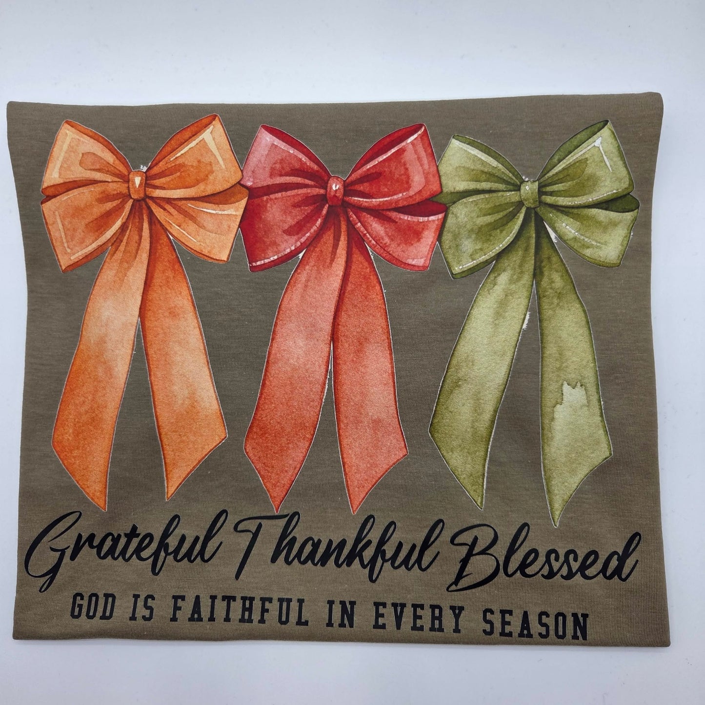 Grateful Thankful Blessed  Bow Tee