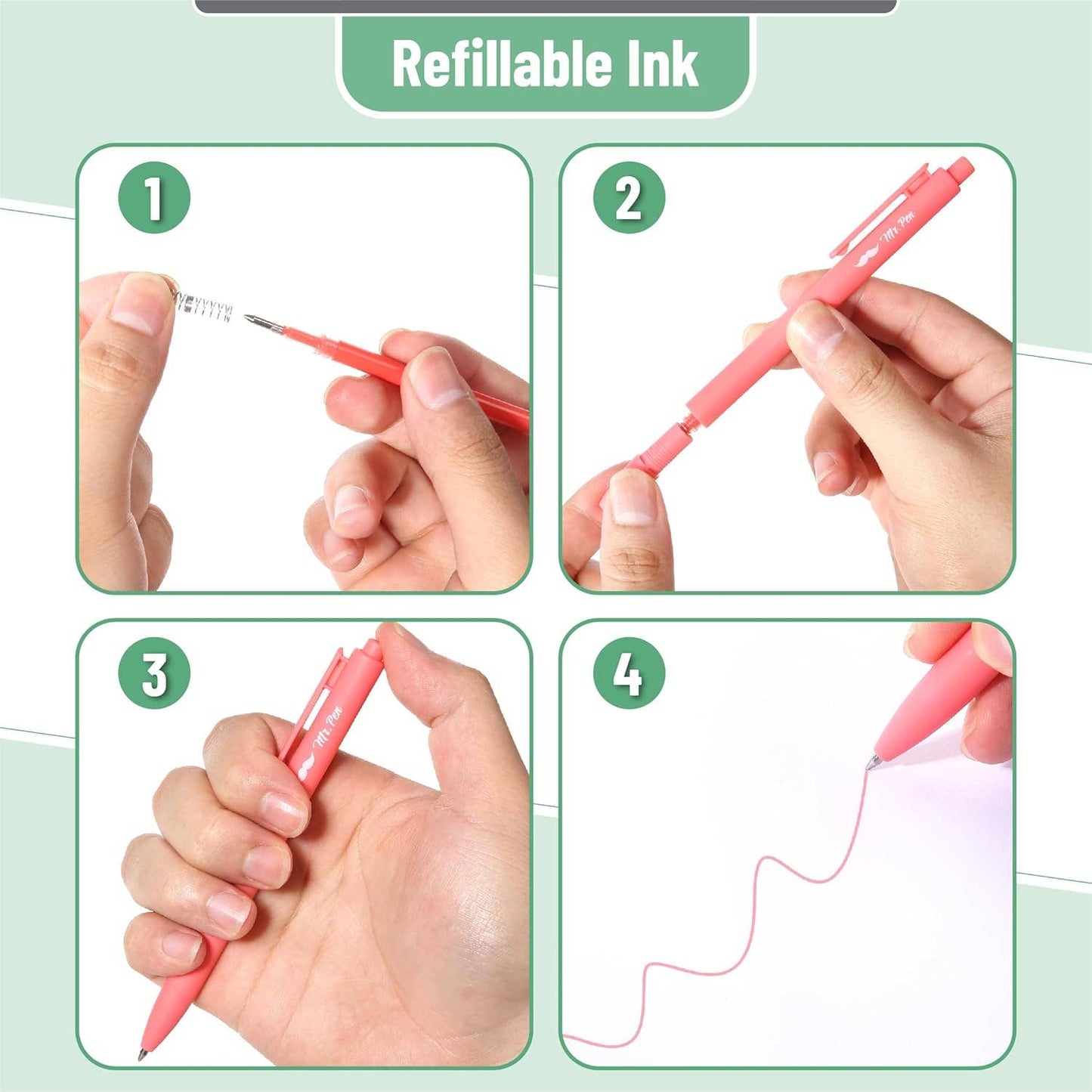 Mr. Pen - Retractable Gel Pens, 10 Pack, Color Ink, 0.7mm