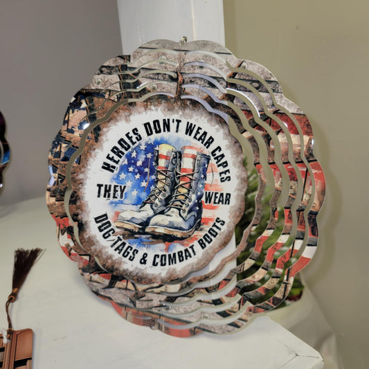 Farmhouse & Grace- Metal Wind spinner, HEROS DON'T WEAR CAPES