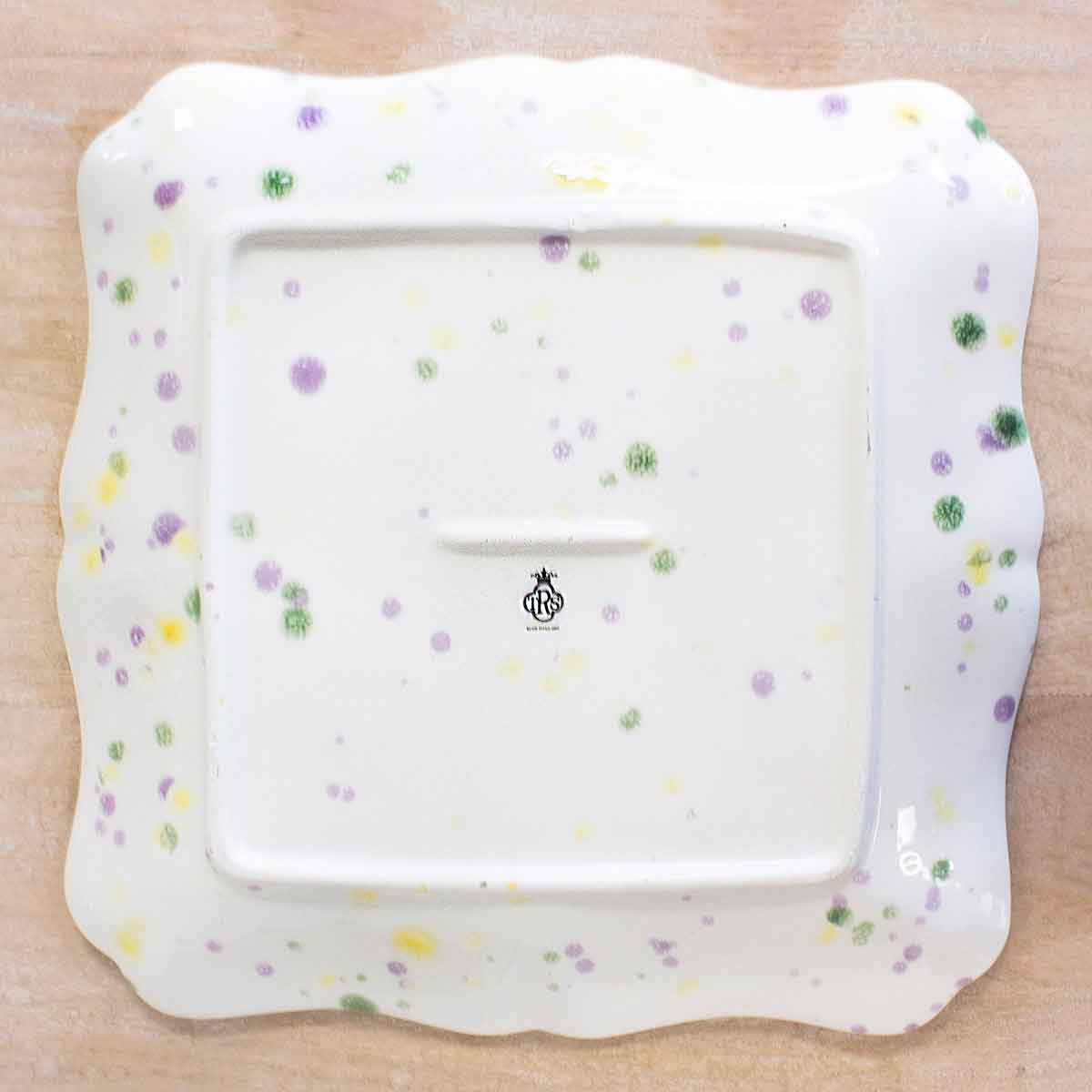 The Royal Standard - Watercolor Fleur de Lis Platter Purple/Green/Yellow 11x11x1