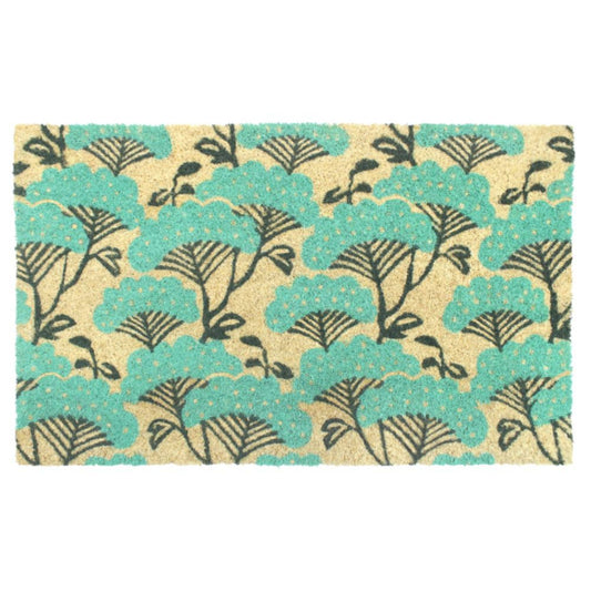 RugSmith - RugSmith Ice Green Blue Floral Coir Doormat, 18" x 30"