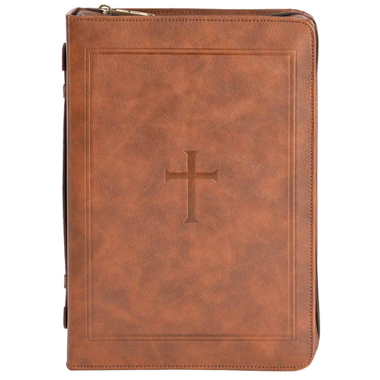 Magnolia - White Dove Bible Cover Classic Cross Brown XL