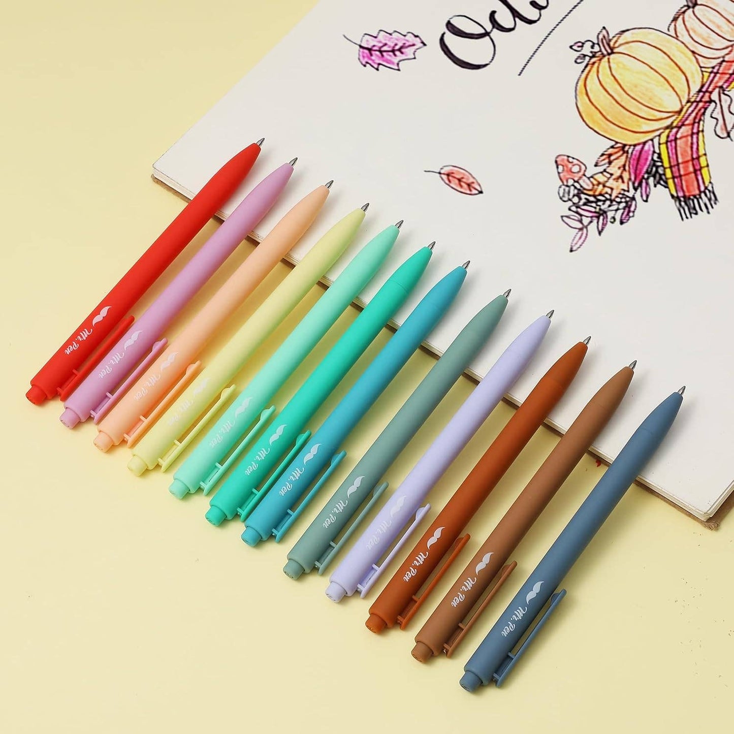 Mr. Pen - Cute 12-Pack Retractable Gel Pens with Colored Ink