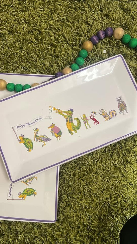 Mardi Gras rectangle platter