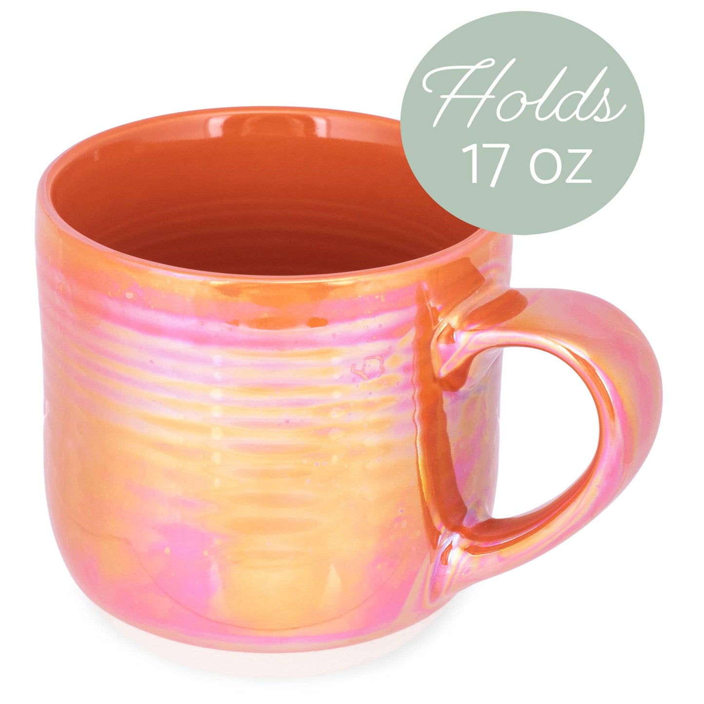 EAST AVENUE - Mug 4-Pack Orange Glossy Iridescent Reactive Glaze 17 Oz