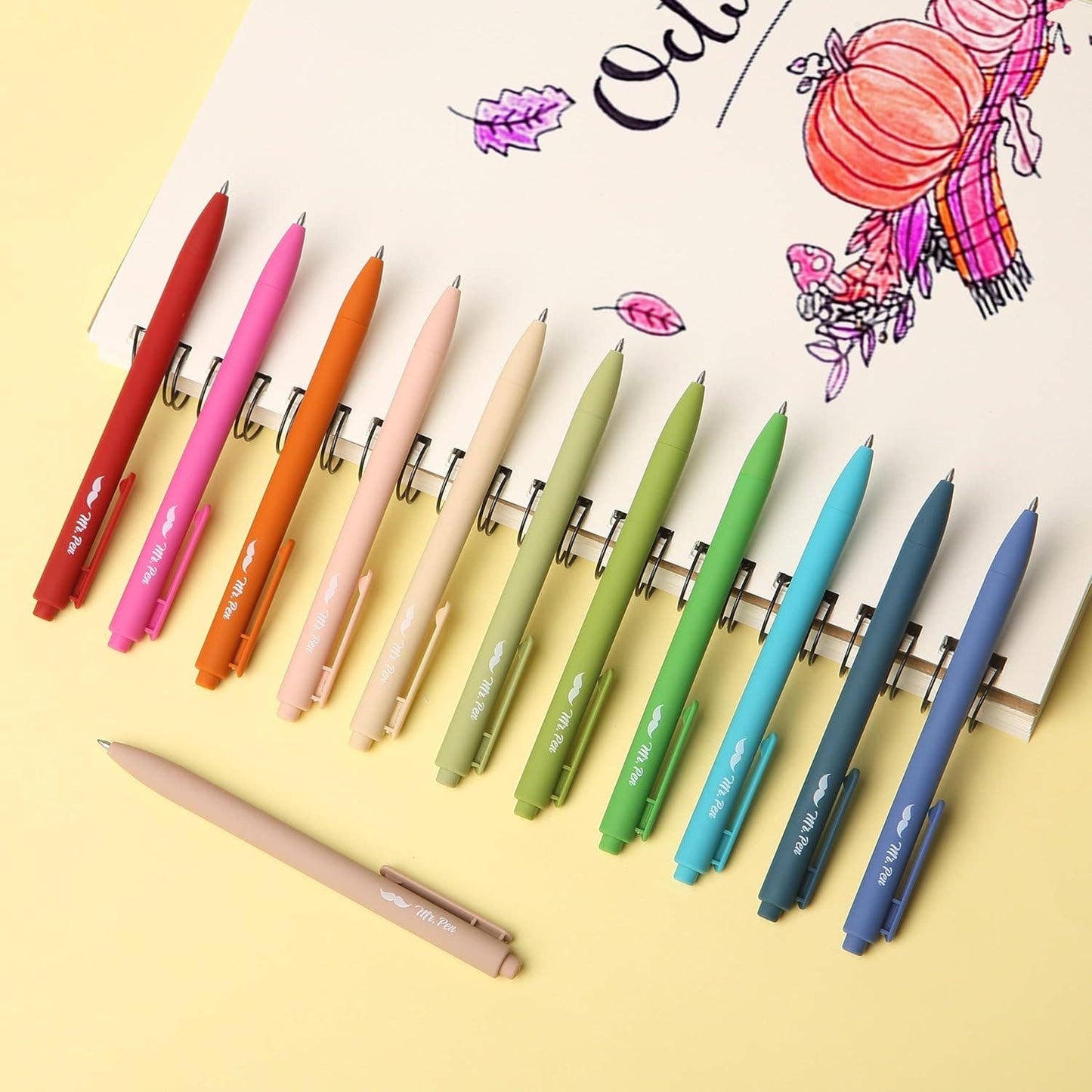 Mr. Pen - Cute 12-Pack Retractable Gel Pens with Colored Ink