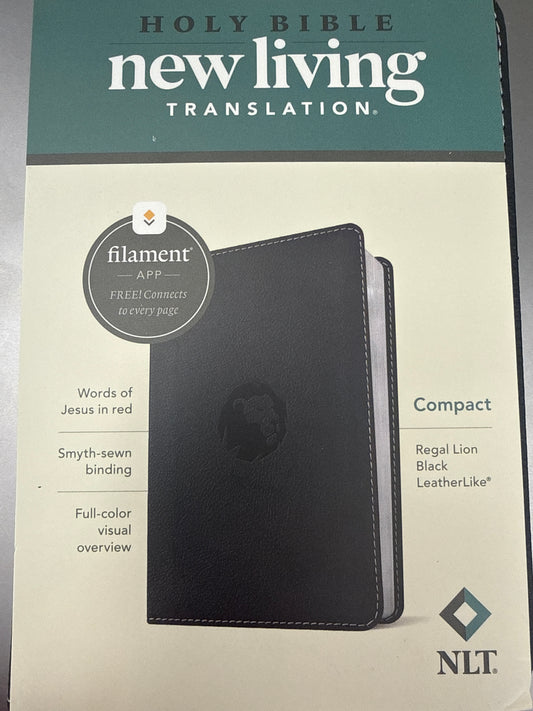 NLT compact bible - filament- Regal Lion Black Leatherlike