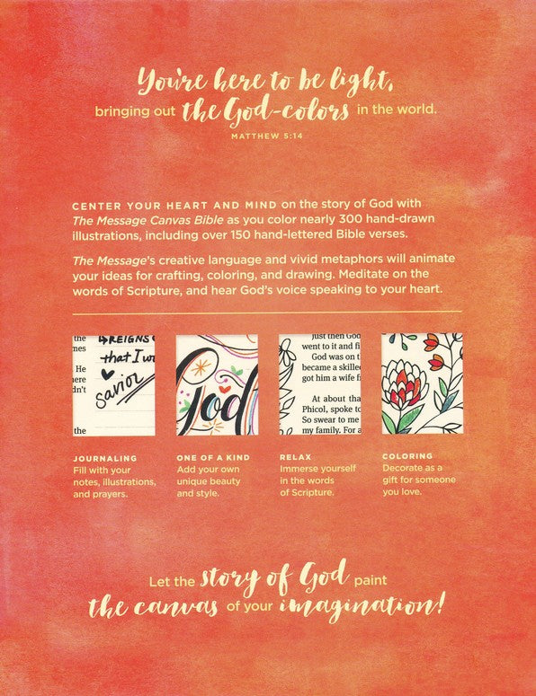 The Message Canvas Bible: Coloring and Journaling the Story of God, Leather-Look, Gold Leaf