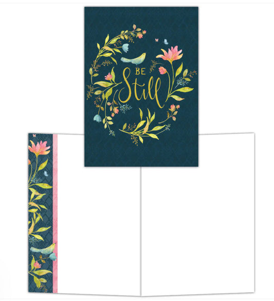 Be Still with Floral Wreath - Boxed Blank Note Cards -15 Cards & Envelopes