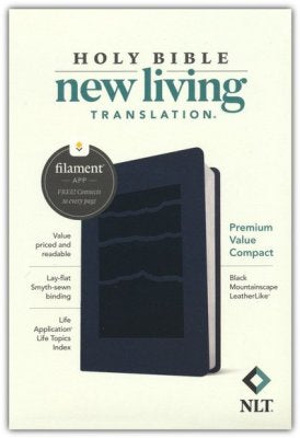 NLT Premium Value Compact Bible, Filament Enabled Edition, Soft imitation leather, Black Mountainscape