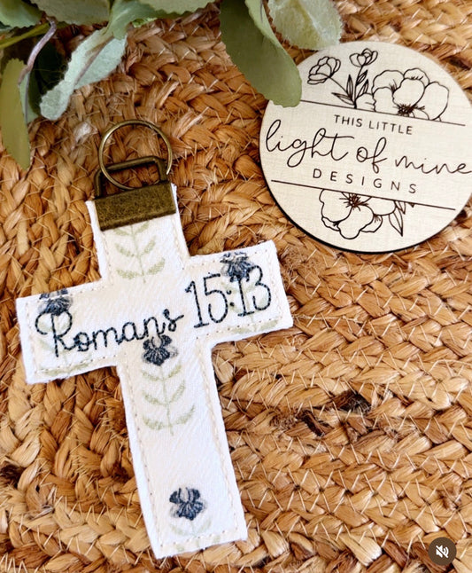 Quilted cross keychain