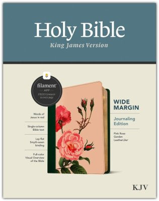 KJV Wide Margin Bible, Filament Enabled Edition, Soft imitation leather, Pink Rose Garden