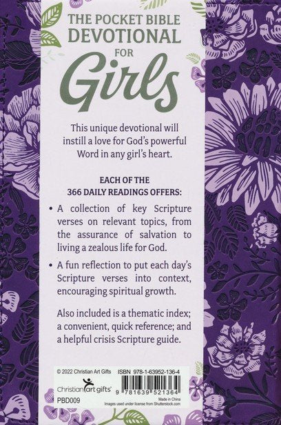 Pocket Bible Devotional for Girls Faux Leather