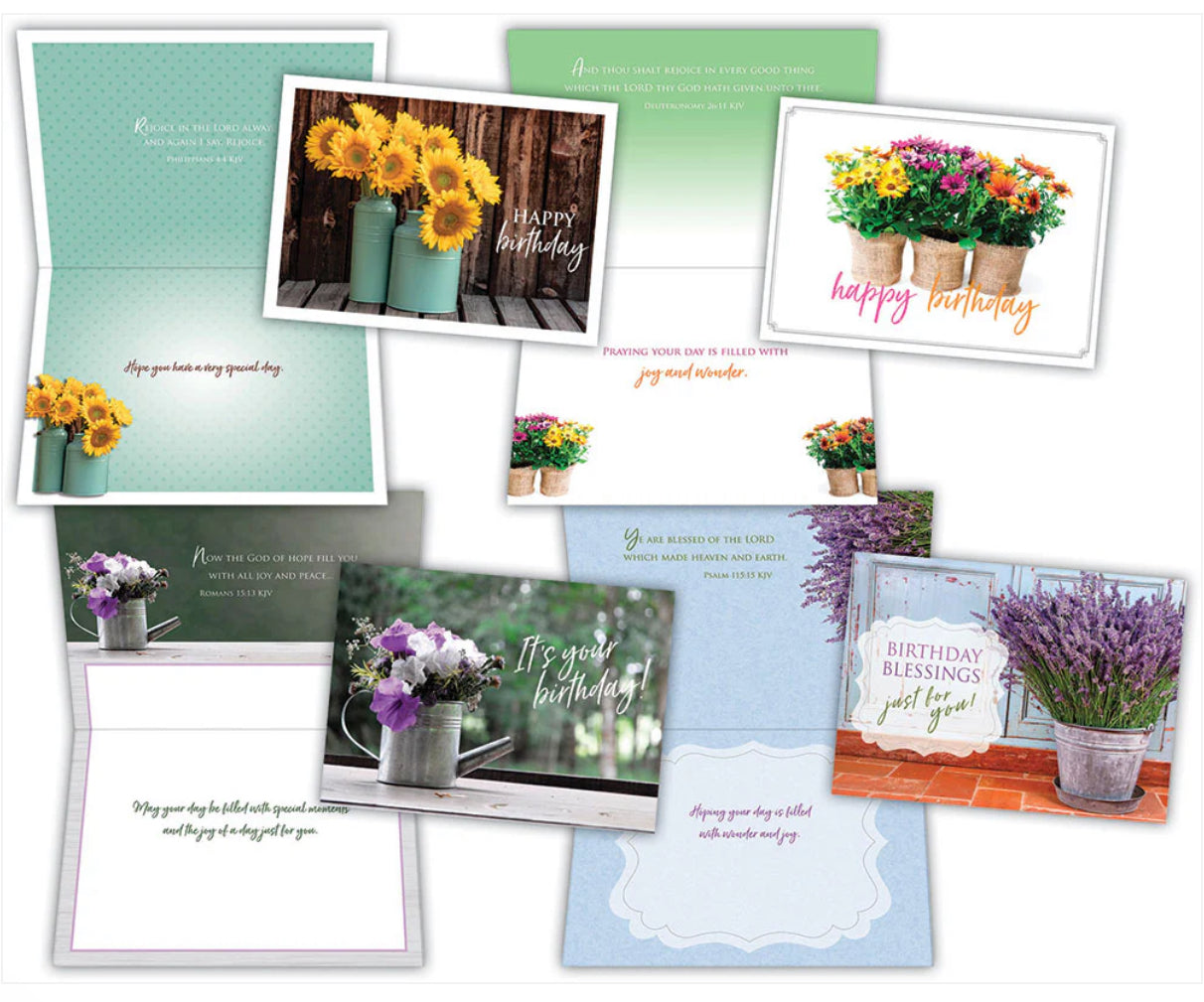 Birthday - Flowers in a Vase - Assorted Birthday Cards, Box of 12