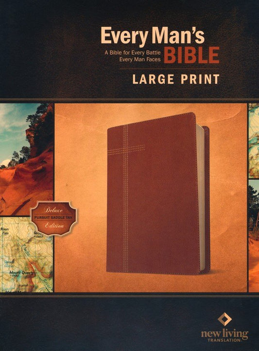 Every Man's Bible NLT, Large Print (LeatherLike, Pursuit Saddle Tan), LeatherLike, Pursuit Saddle Tan