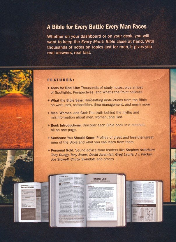 Every Man's Bible NLT, Large Print (LeatherLike, Pursuit Saddle Tan), LeatherLike, Pursuit Saddle Tan