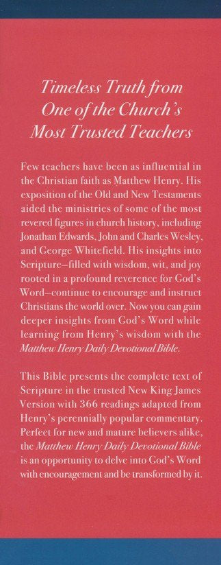 NKJV Matthew Henry Daily Devotional Bible, Comfort Print--hardcover