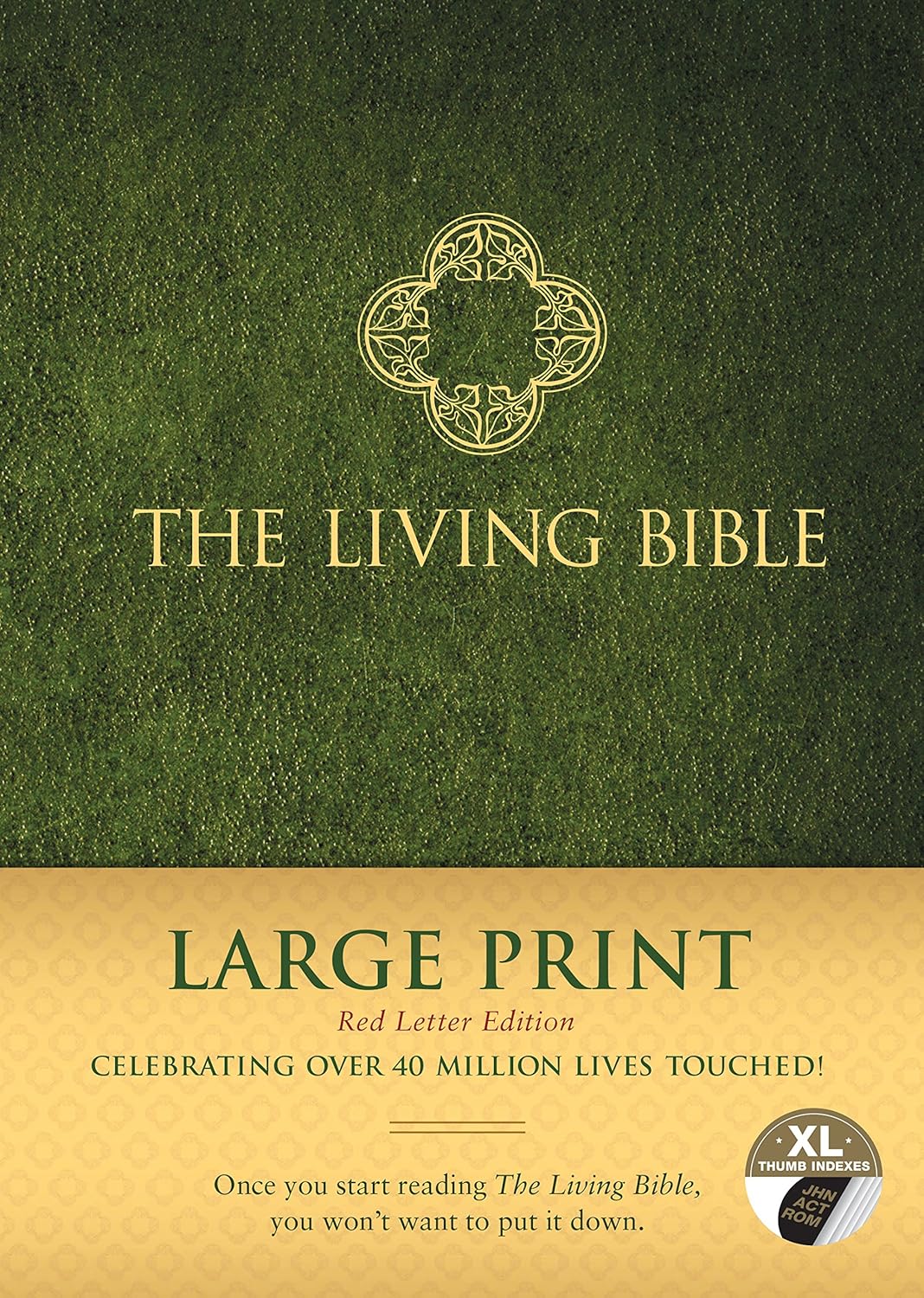 The Living Bible, Large Print Red Letter Edition, Green Hardcover with Thumb Index