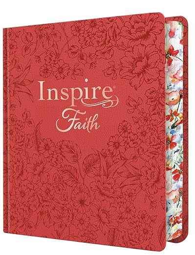 NLT Inspire FAITH Bible, Filament Enabled Edition, Hardcover LeatherLike, Coral Blooms