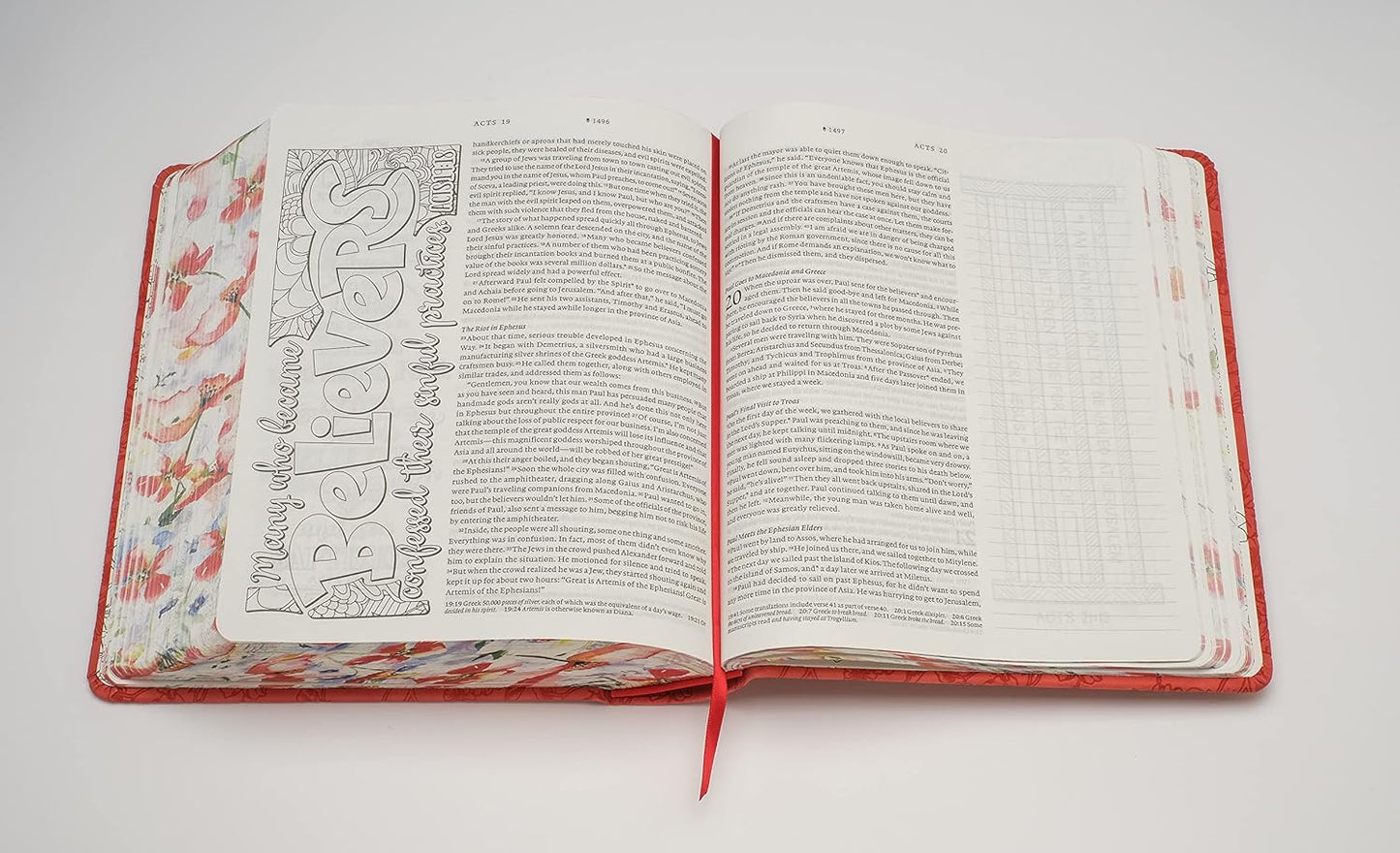 NLT Inspire FAITH Bible, Filament Enabled Edition, Hardcover LeatherLike, Coral Blooms