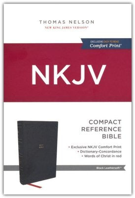 NKJV Compact Paragraph-Style Reference Bible, Comfort Print--soft leather-look, black