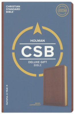 CSB Deluxe Gift Bible--soft leather-look, brown