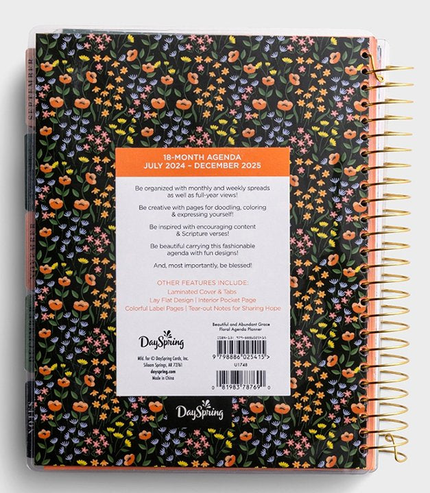 2025 Beautiful & Abundant Floral 18-Month Agenda Planner