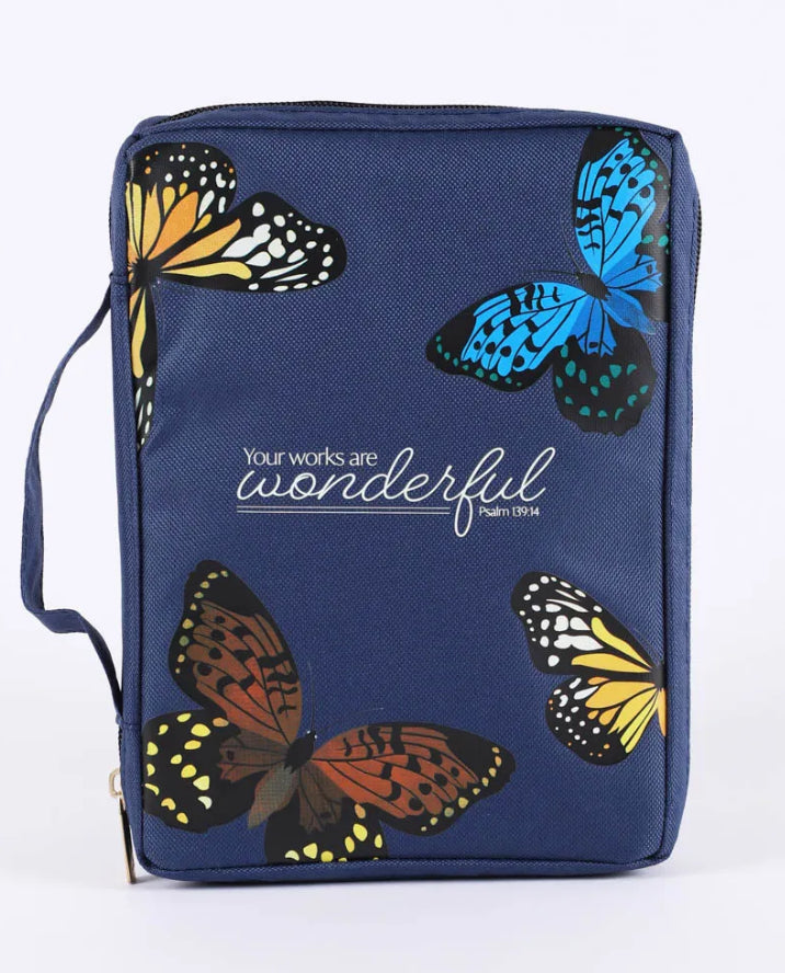 CANVAS BIBLE COVER – BUTTERFLY “WONDERFUL” – L