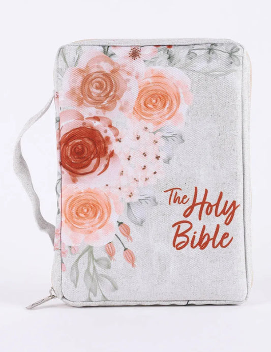 CANVAS BIBLE COVER – HOLY BIBLE FLORAL – L