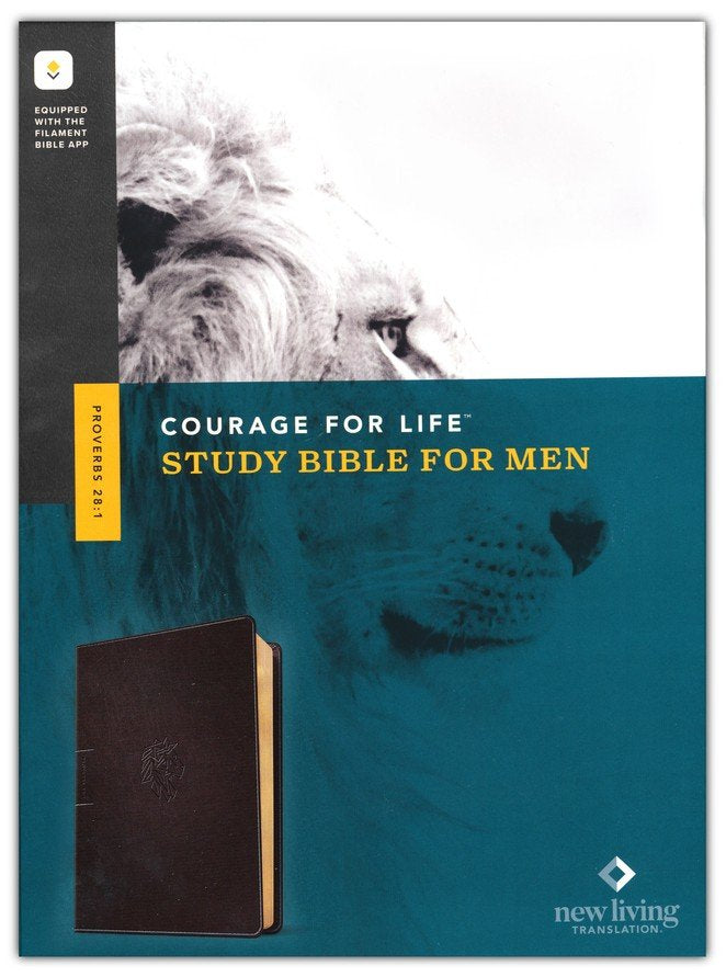 NLT Courage For Life Study Bible for Men, Filament-Enabled Edition--soft leather-look, onyx lion